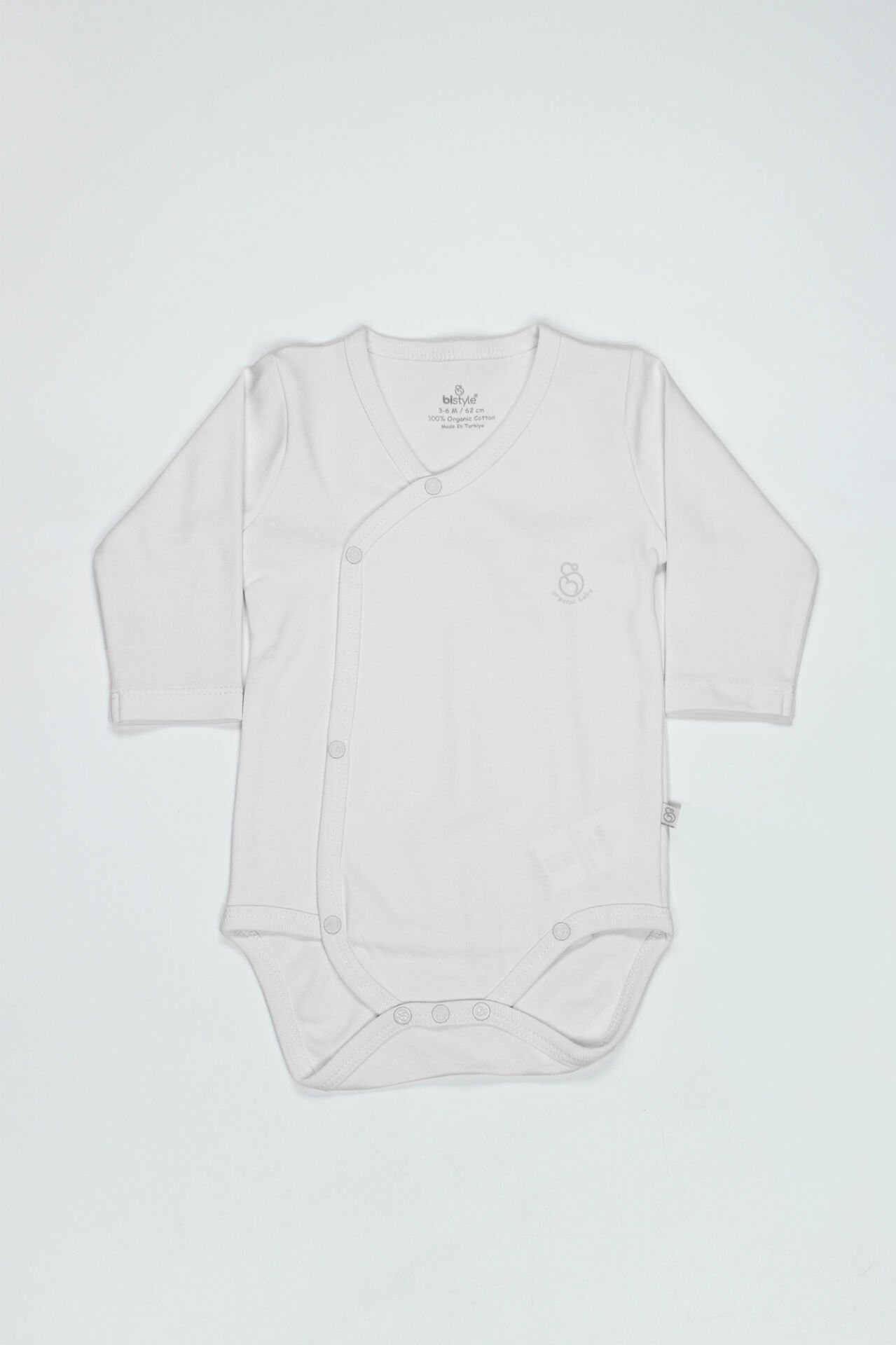 Bistyle Organik Natural Basic Style Kruvaze Uzun Kol Body BS17102 Beyaz
