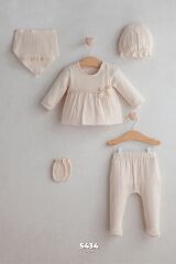 Tongs Baby Ceremony Girl 5'Li Zıbın Seti 5434 Ekru