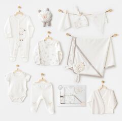 Andywawa AC25561 Newborn Set Tinny Ships 10'Lu Hastane Çıkışı Ekru