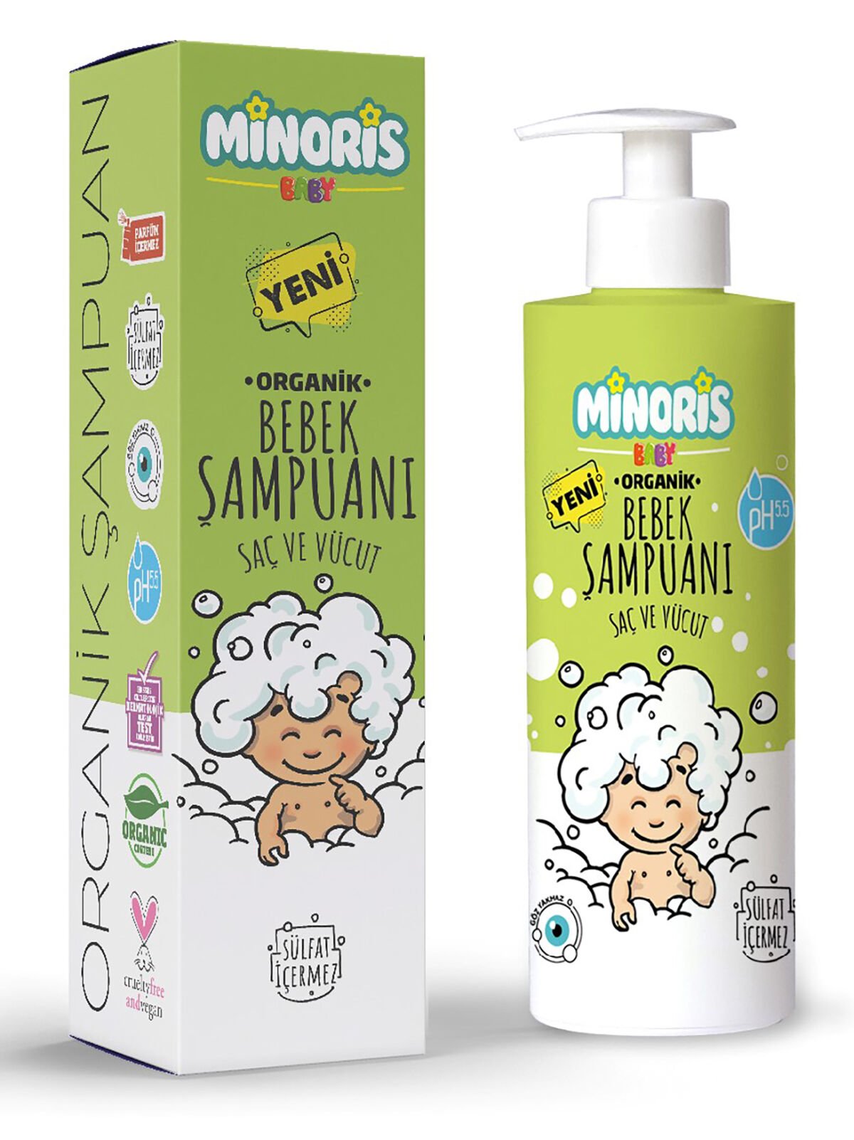 Minoris Baby Organik Bebek Saç ve Vücut Şampuanı 400 ml