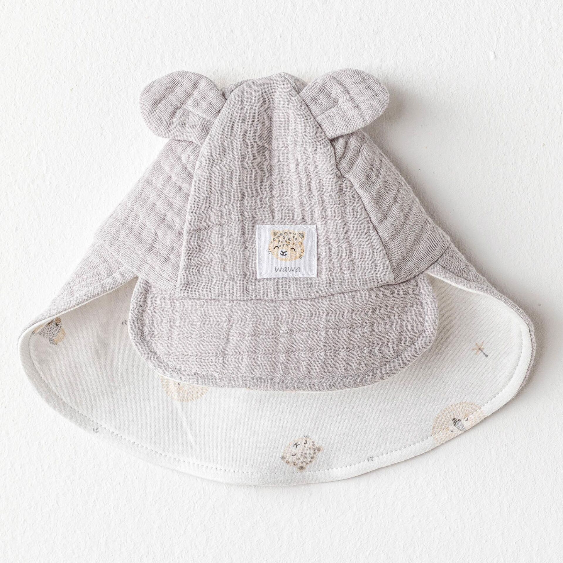 Andywawa AC25843 Happy Animals Müslin Bebek Şapka Grey