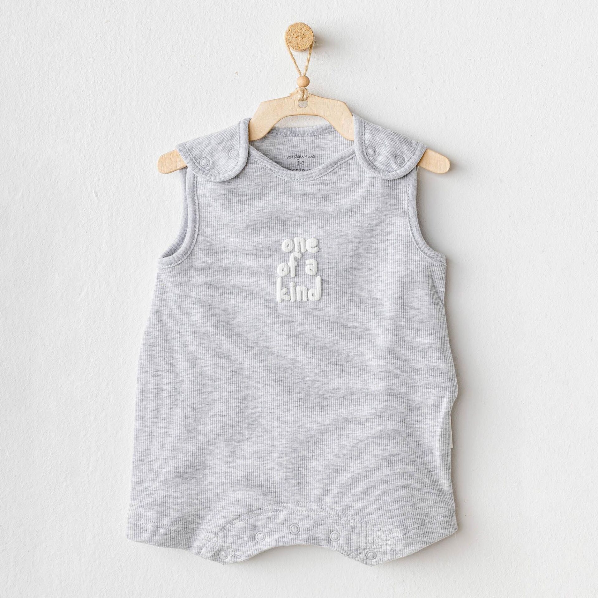 Andywawa AC25895 Romper Basic Bebek Tulum Grey Melange