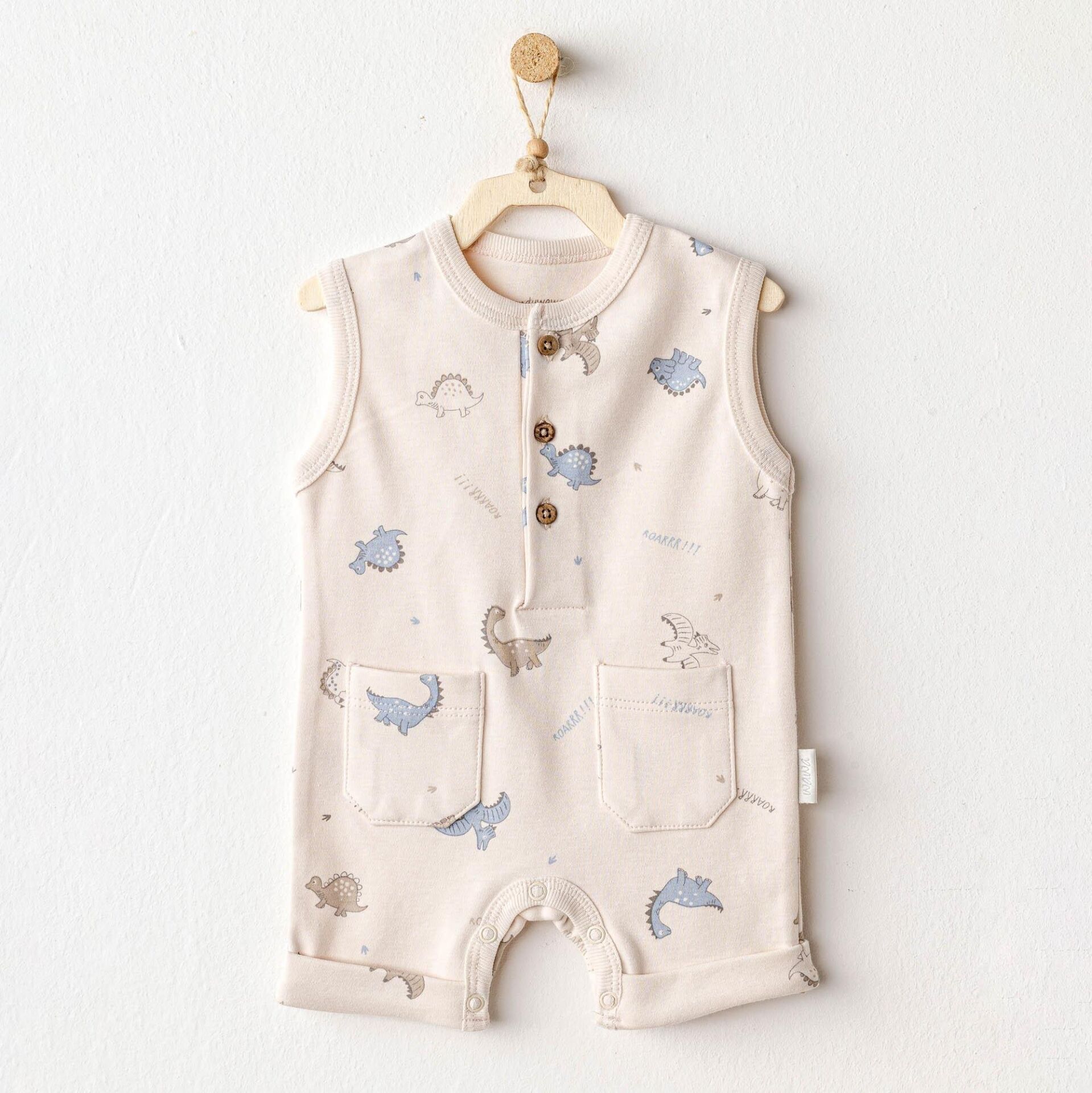 Andywawa AC25913 Romper Dino Bebek Tulum Beige