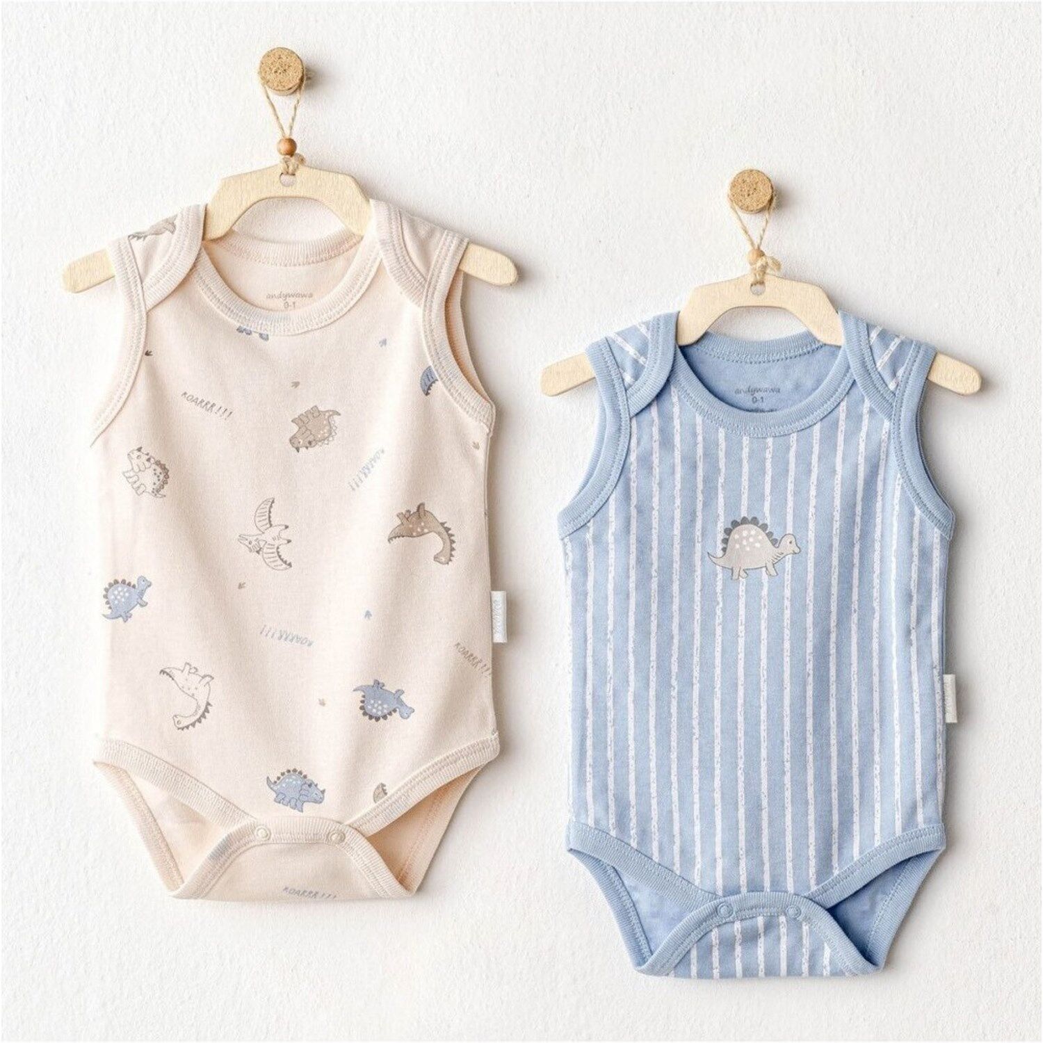 Andywawa AC25921 Dino 2'Li Bebek Body Beige Blue