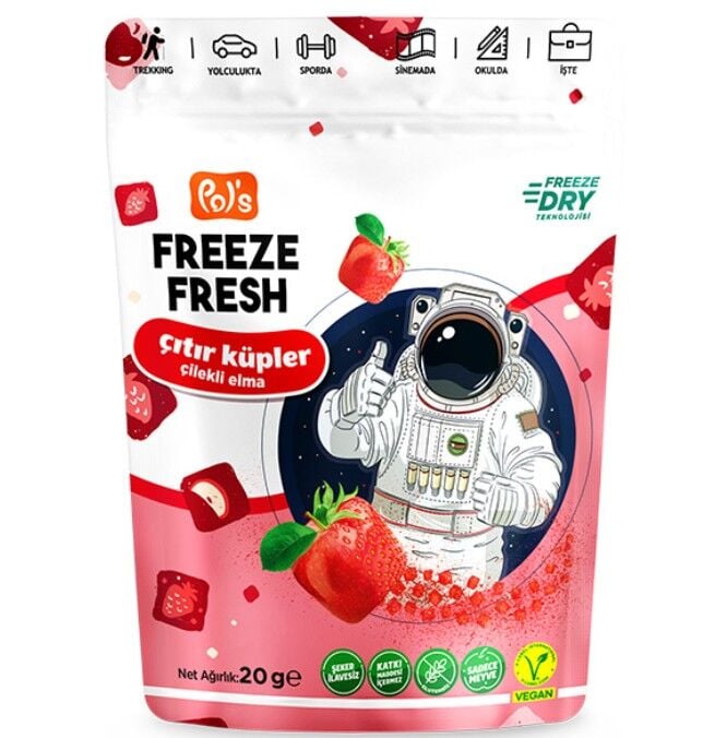 Pol’s Freeze Fresh Çıtır Küpler Çilek Elma 20 Gr