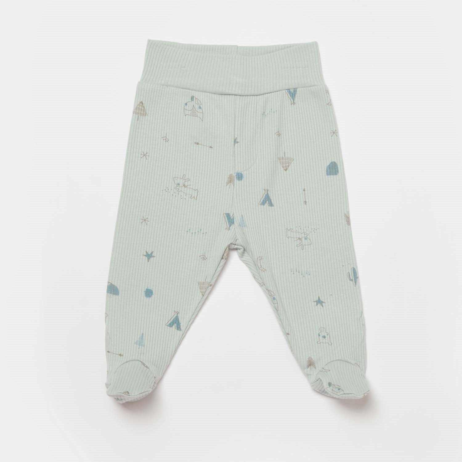 Bibaby Biorganic Modal Happy Forest Patikli Pantolon 57891 Bej-Mint
