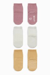 Bistyle Basic Kaymaz Penye Soket Çorap 3'Lü BS10106 Pudra Ekru Somon