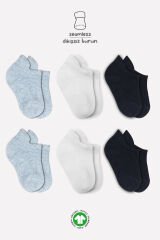 Bistyle Basic Penye Sneakers Çorap 6'Lı BS20101B Ekru Gri Siyah
