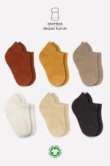 Bistyle Mix Penye Sneakers Çorap 6'Lı BS20101M Toprak