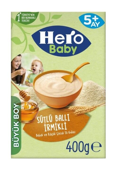 Hero Baby Sütlü İrmikli Ballı Ekonomik Paket Kaşık Mama 400 Gr