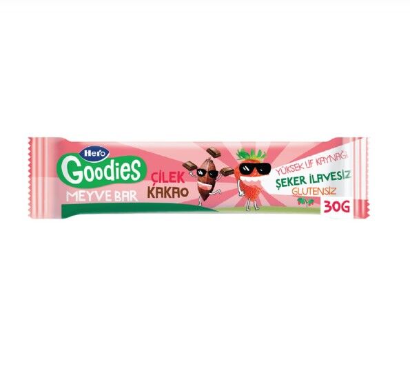 Hero Goodies Çilek Kakao Meyve Bar 30 Gr