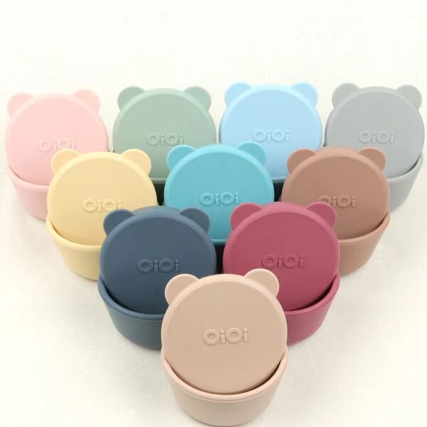 OiOi Silikon Kapaklı Mini Kase 2'Li Mini Bites Mineral Blue / Powder Grey