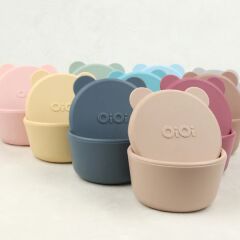 OiOi Silikon Kapaklı Mini Kase 2'Li Mini Bites Mineral Blue / Powder Grey
