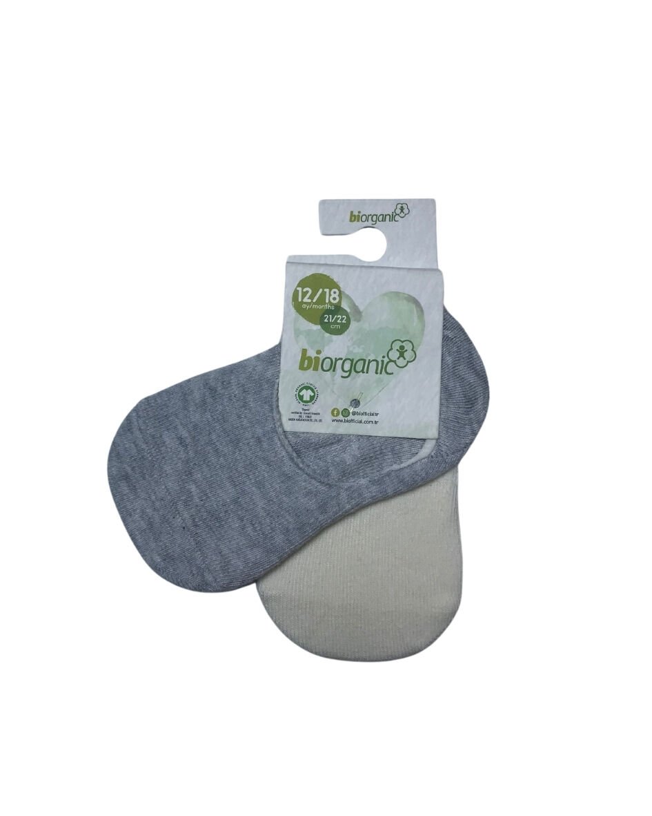 Bibaby Biorganic New Basic Kız 2'Li Babet Çorap 68486 Ekru Gri