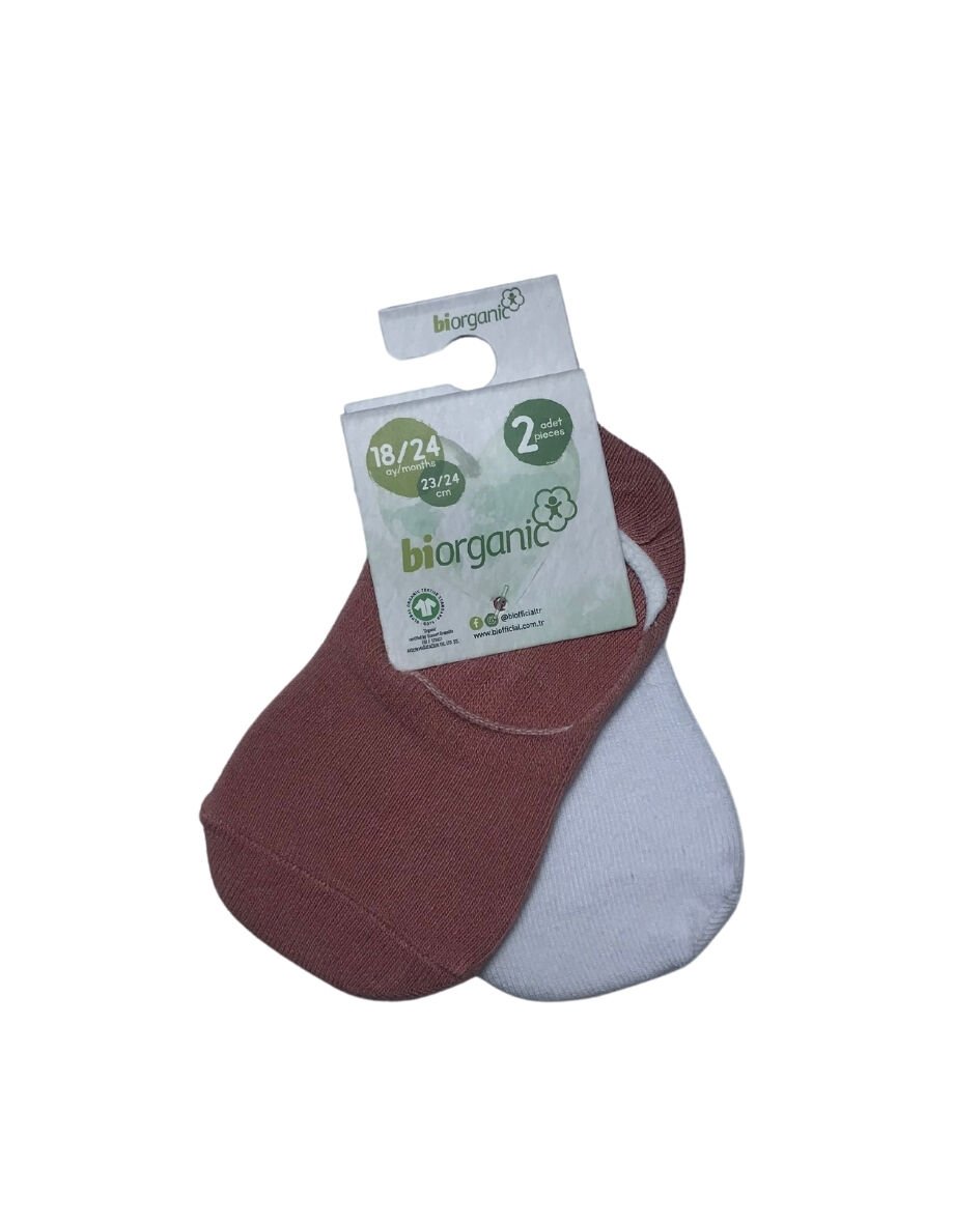 Bibaby Biorganic New Basic Kız 2'Li Babet Çorap 68486 Gülkurusu Beyaz