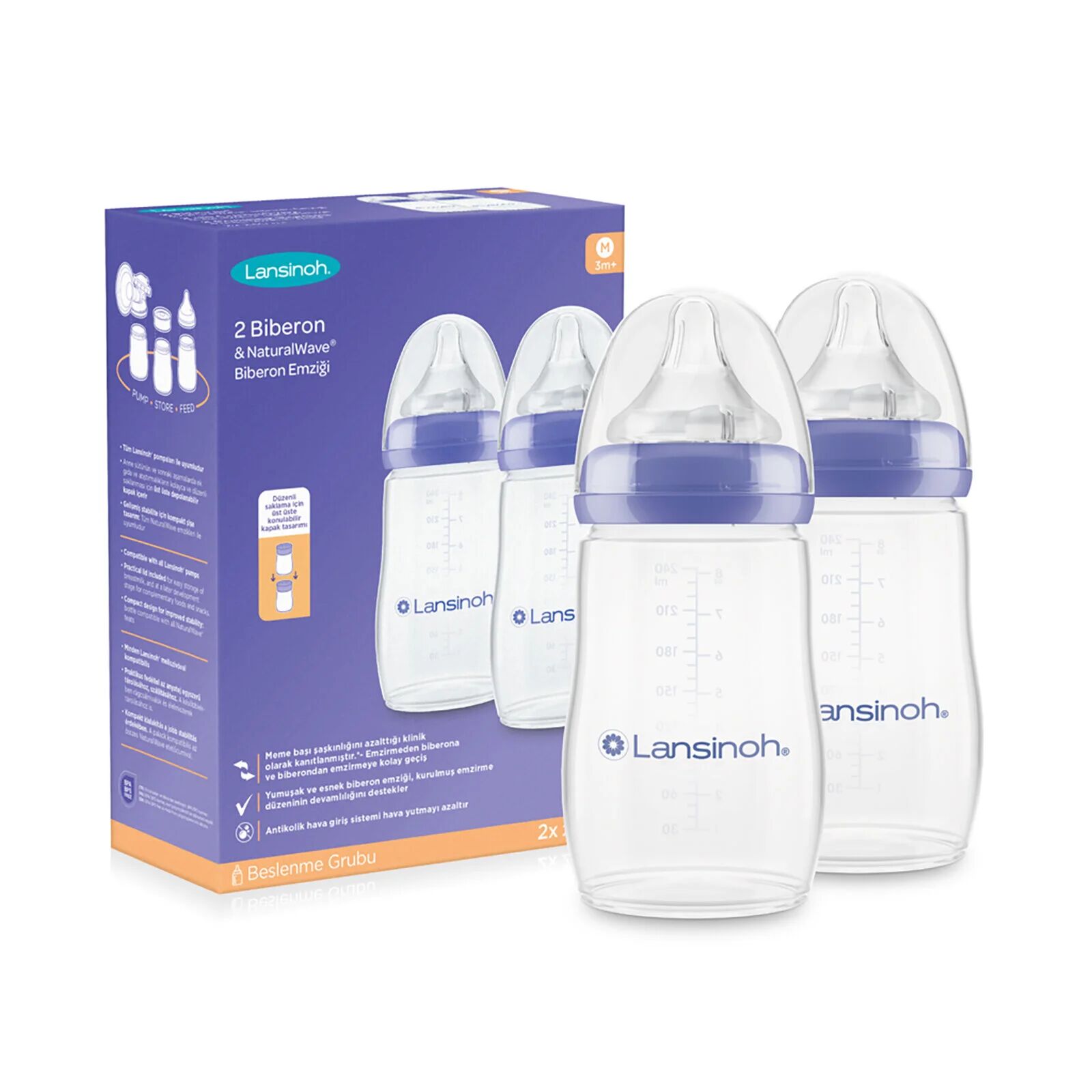 Lansinoh Biberon 2'Li Natural Wawa Biberon Emziği 240 ml