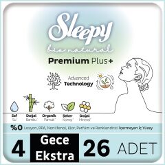 Sleepy Bio Natural Premium Plus Mega Ekstra Gece Ped 26 Adet