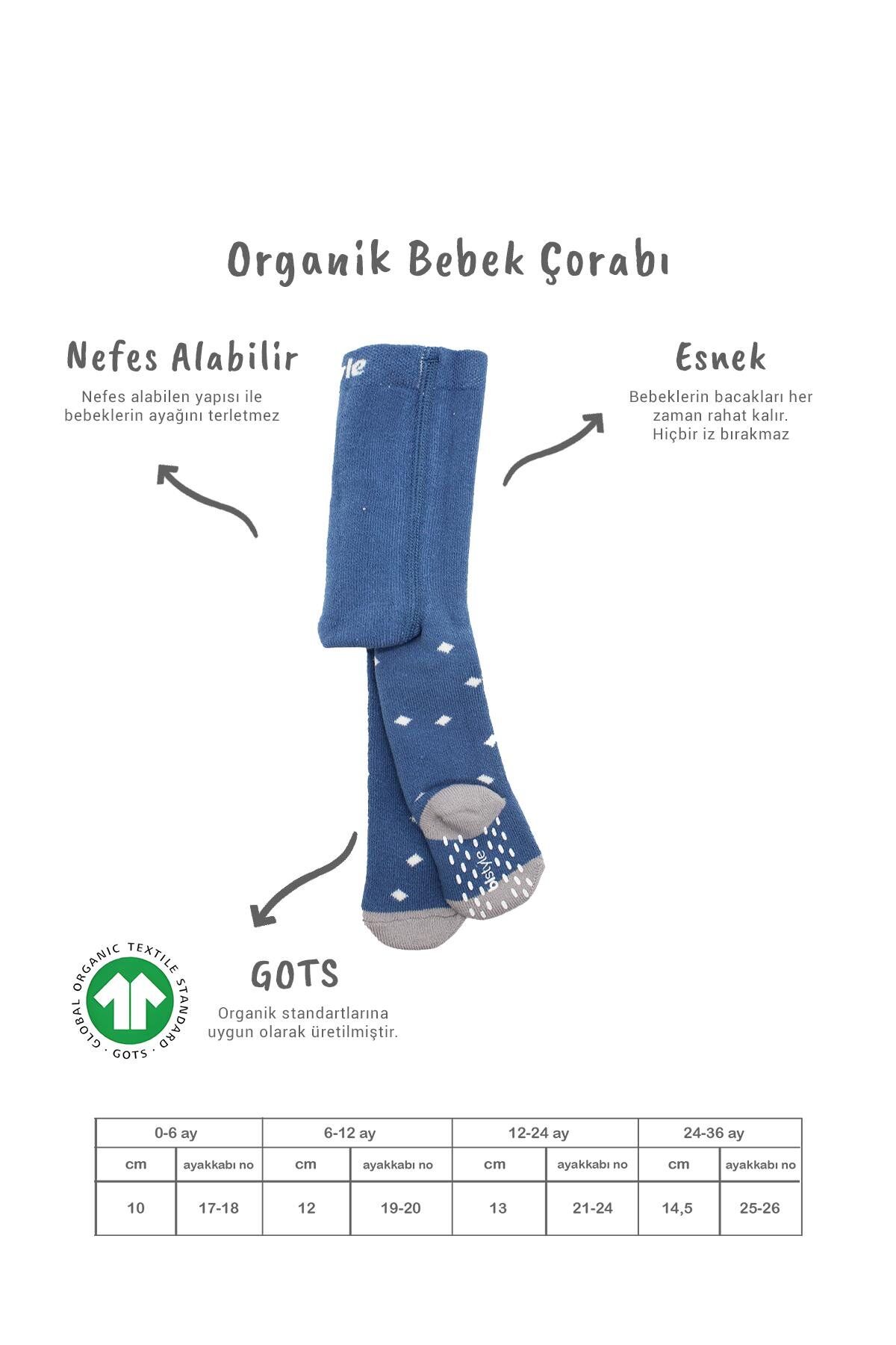 Bistyle Tekli Puan Kaymaz Havlu Külotlu Çorap BS50502 İndigo