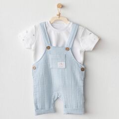 Andywawa AC25621 Ocean İs My Happy Place Müslin Bebek Salopet Takım Blue