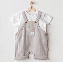 Andywawa AC25621 Ocean İs My Happy Place Müslin Bebek Salopet Takım Grey