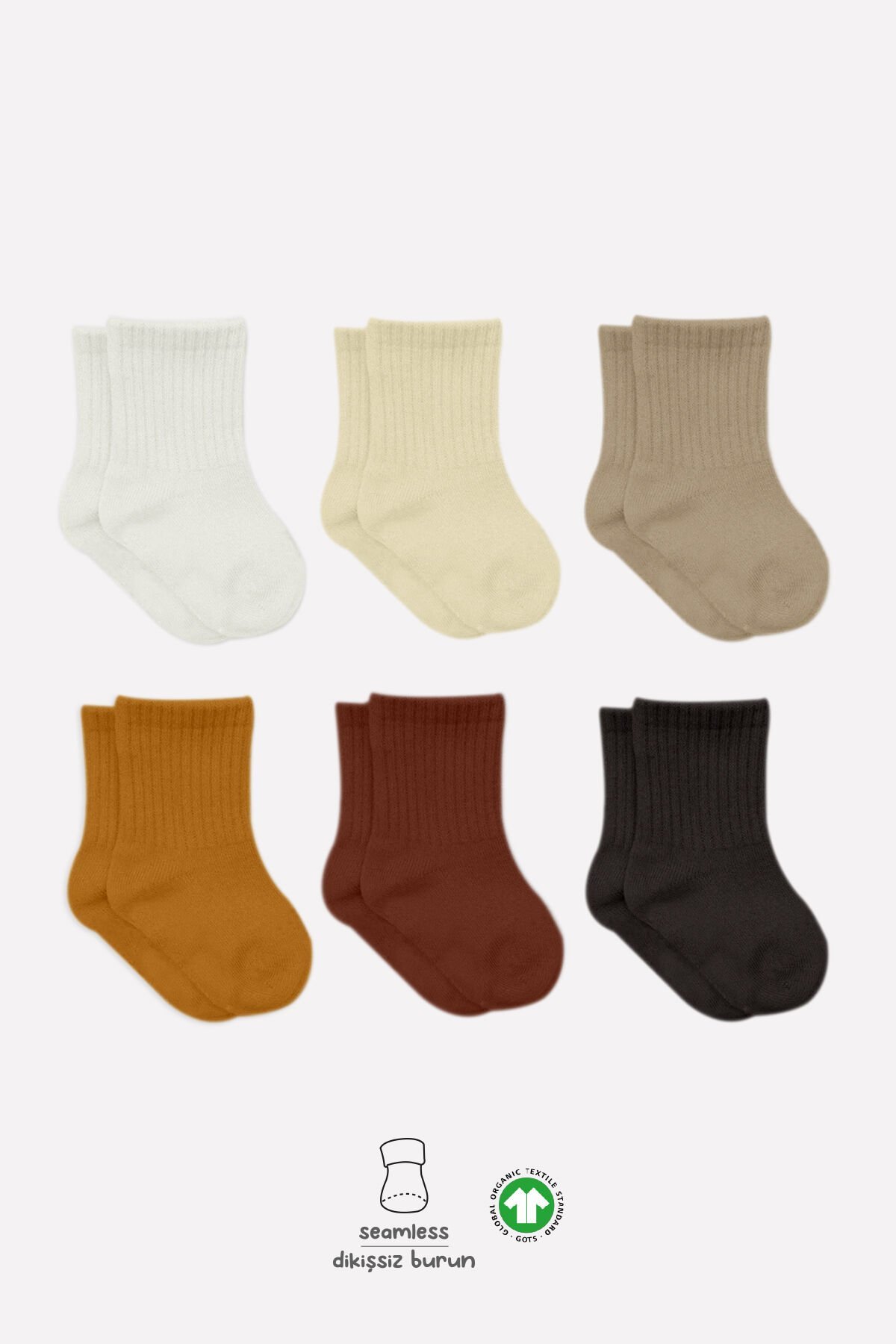 Bistyle Mix Penye Soket Çorap 6'Lı BS10101M Toprak