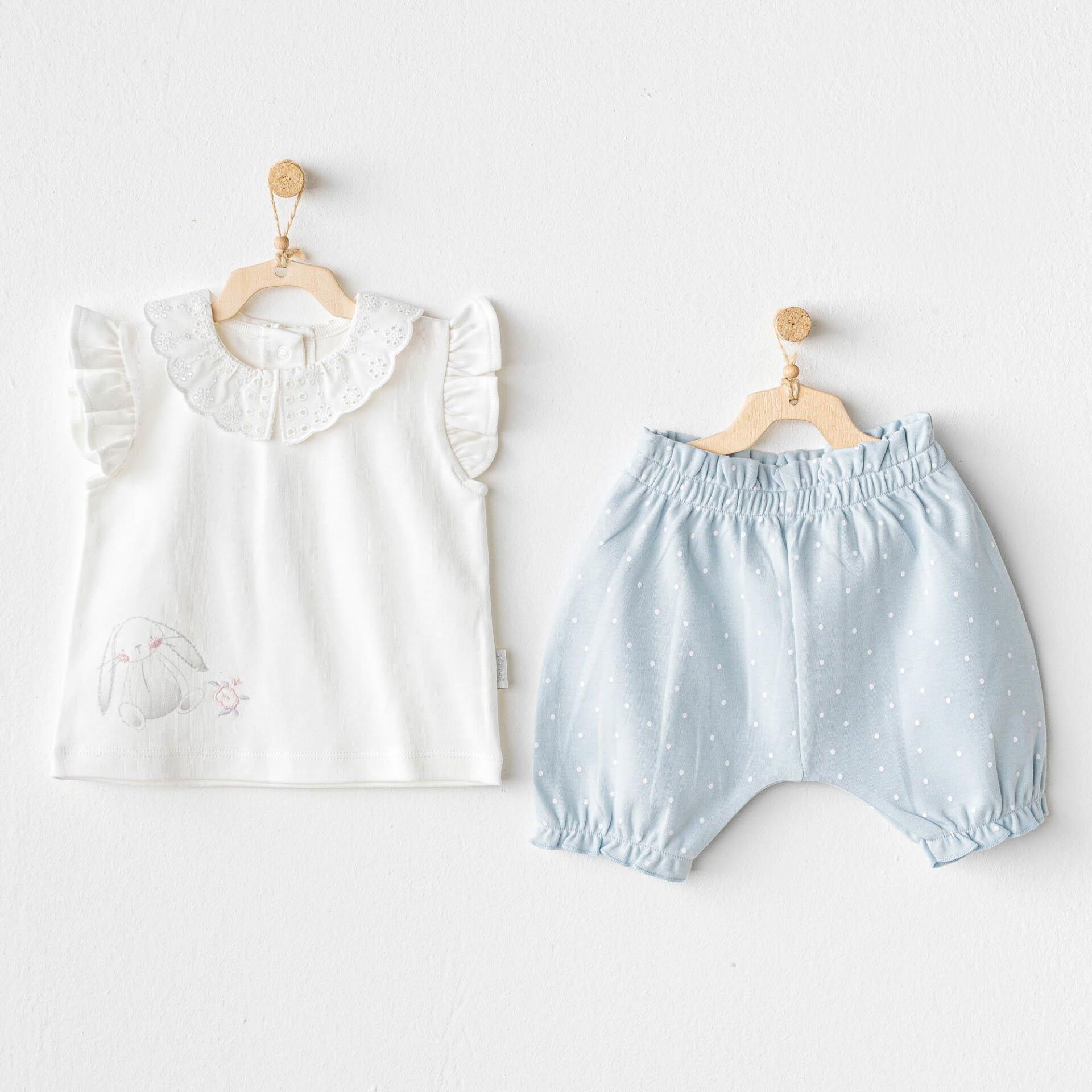 Andywawa AC25630 Cuddly Bunny Bear 2'Li Bebe Takım Blue