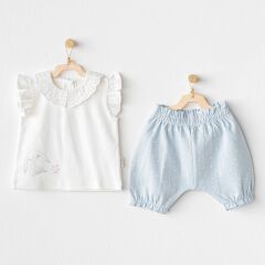 Andywawa AC25630 Cuddly Bunny Bear 2'Li Bebe Takım Blue