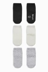 Bistyle Basic Kaymaz Penye Soket Çorap 3'Lü BS10107 Siyah Ekru Gri