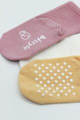 Bistyle Basic Kaymaz Penye Soket Çorap 3'Lü BS10107 Pudra Ekru Somon