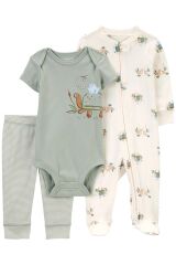 Carter's Erkek Bebek Tulum Body Pantolon Set 3'lü Paket 1R038110 Renkli
