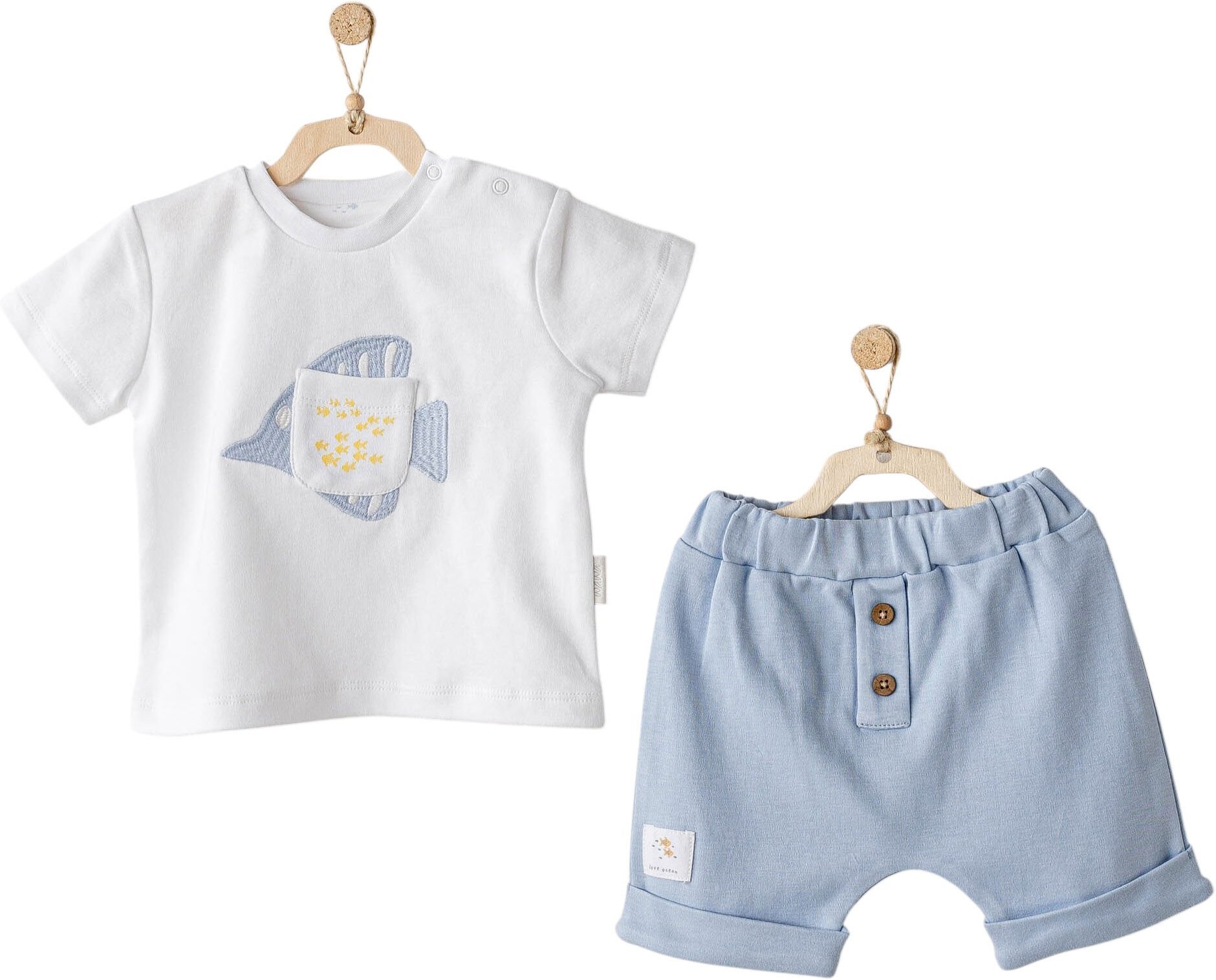 Andywawa AC25608 Ocean İs My Happy Place 2'Li Bebe Takım Blue