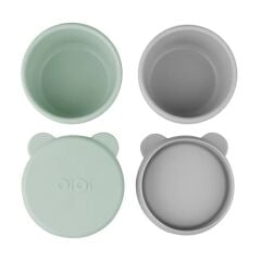 OiOi Silikon Kapaklı Mini Kase 2'Li Mini Bites River Green / Powder Grey