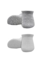 Bistyle 2'Li Sneakers Kaymaz Basic Penye Çorap BS20103 Gri Beyaz