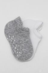 Bistyle 2'Li Sneakers Kaymaz Basic Penye Çorap BS20103 Gri Beyaz
