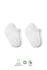 Bistyle 2'Li Sneakers Kaymaz Basic Penye Çorap BS20103 Beyaz Beyaz