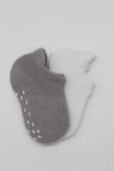 Bistyle 2'Li Sneakers Kaymaz Colours Penye Çorap BS20104 Gri Beyaz