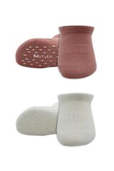 Bistyle 2'Li Sneakers Kaymaz Colours Penye Çorap BS20104 Ekru Pudra