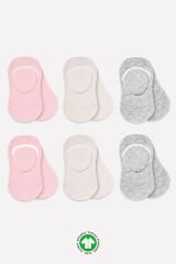 Bistyle 6'Lı Silikonlu Babet Penye Çorap BS30101B Pembe Ekru Gri