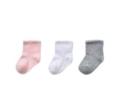 Bibaby Biorganic Kaymaz Basic 3'Lü Çorap 68459 Gri Pembe Beyaz