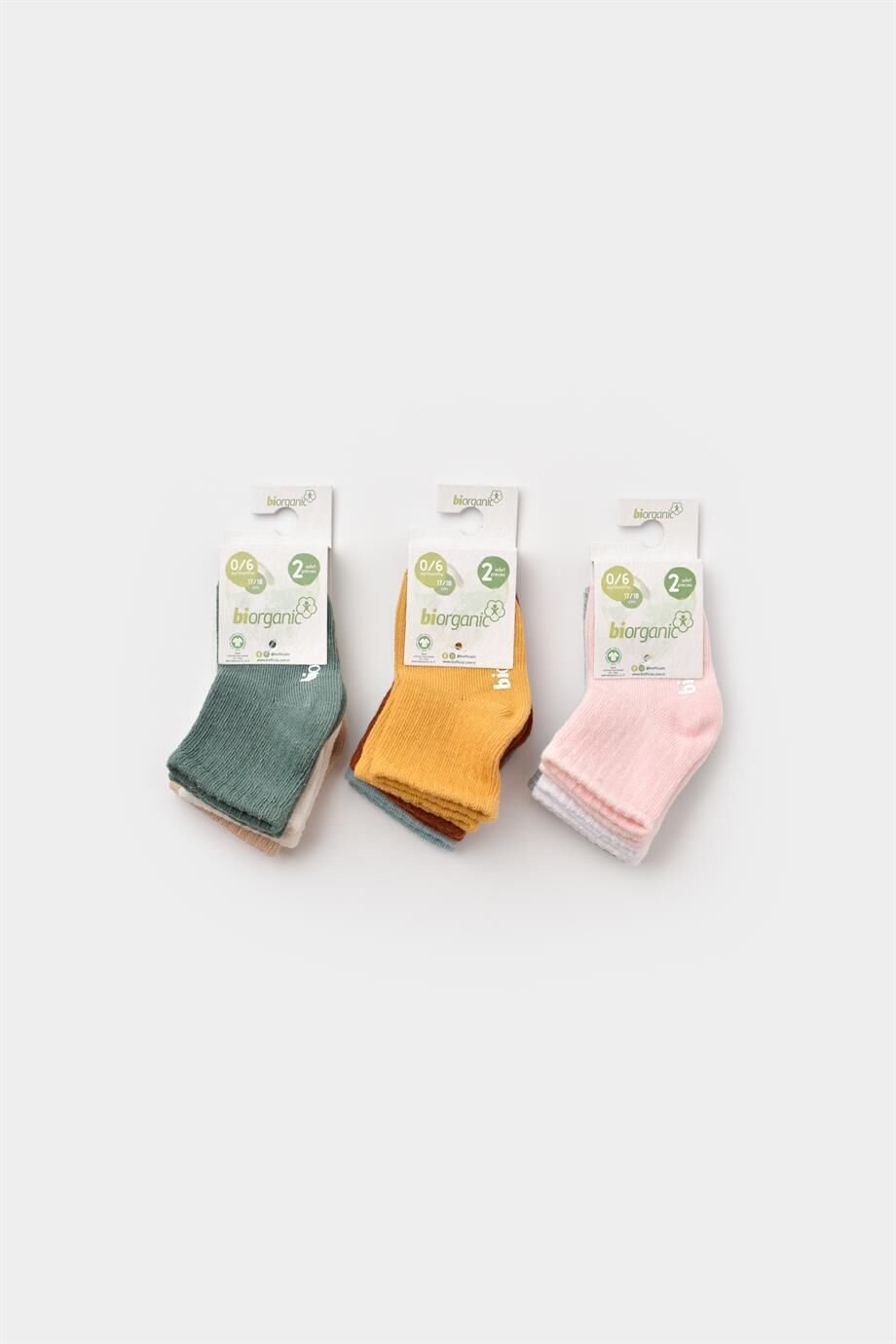 Bibaby Biorganic Kaymaz Basic 3'Lü Çorap 68459 Gri Pembe Beyaz