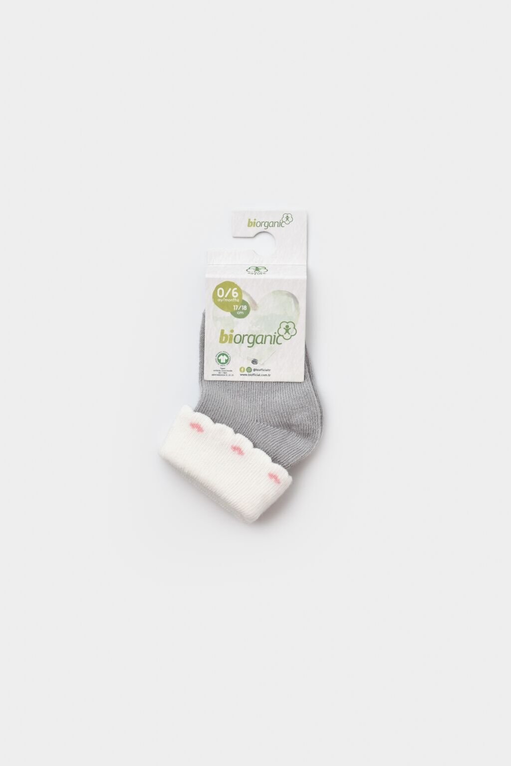Bibaby Biorganic Kalpli Kız Bebek Çorap 68453 Gri