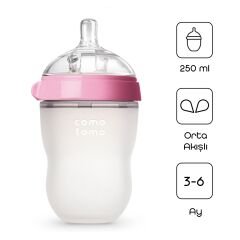Comotomo Antikolik Silikon Biberon 250 ml 3-6 Ay Pembe