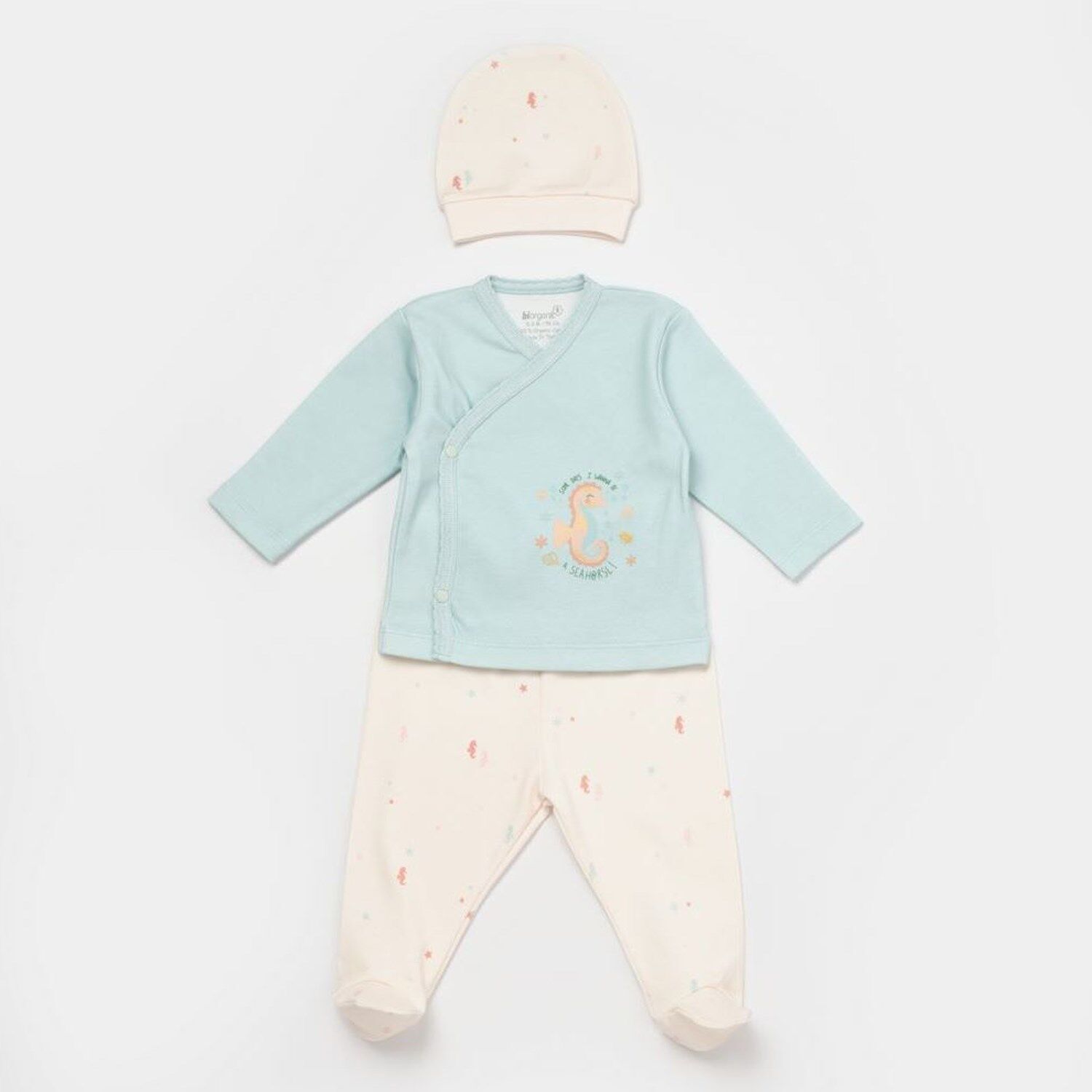 Bibaby Biorganic Save The Seahorse 3'Lü Set 73330 Bej-Mint