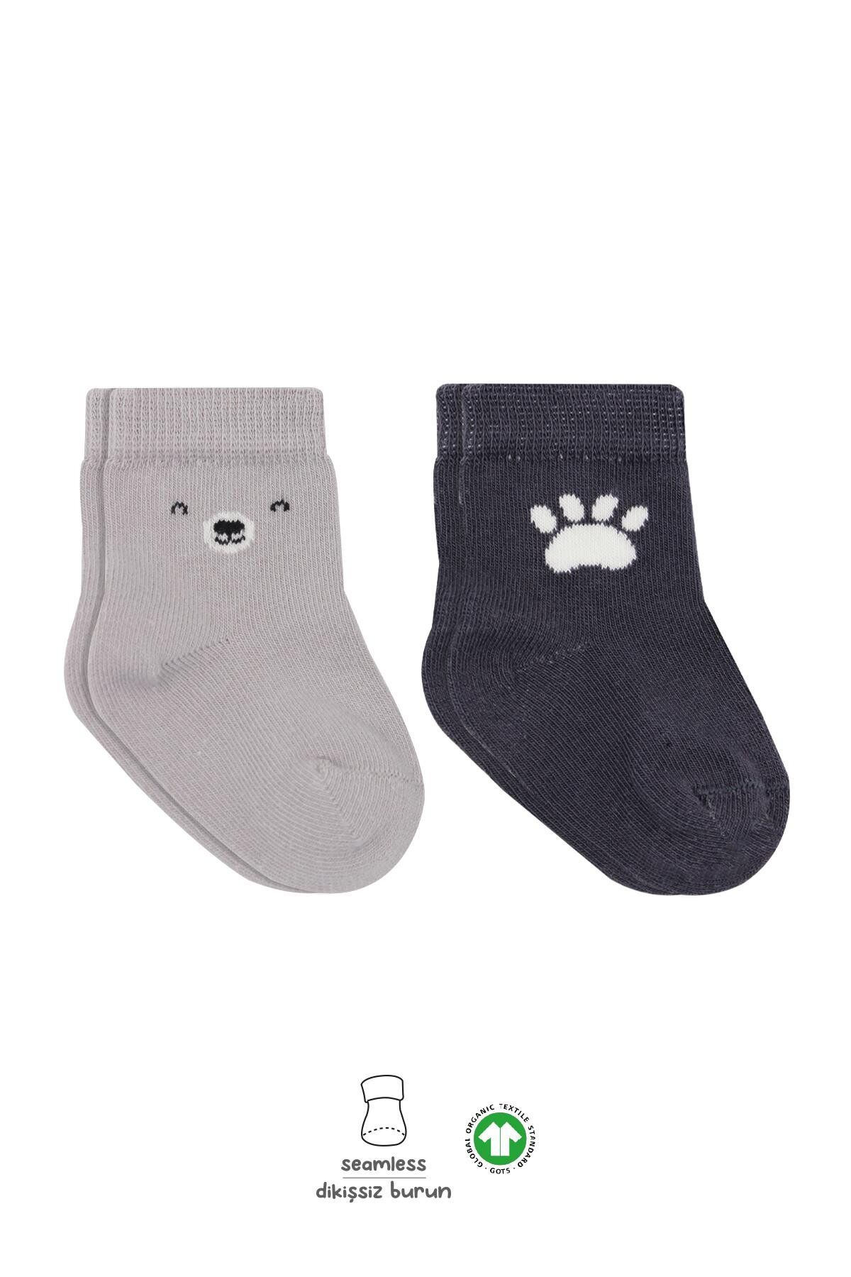 Bistyle Bear Penye Soket Çorap 2'Li BS10116 Gri