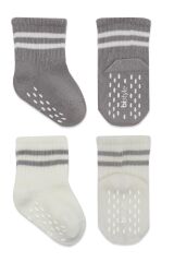 Bistyle Çemberli Kaymaz Soket Çorap 2'Li BS10125 Gri Ekru