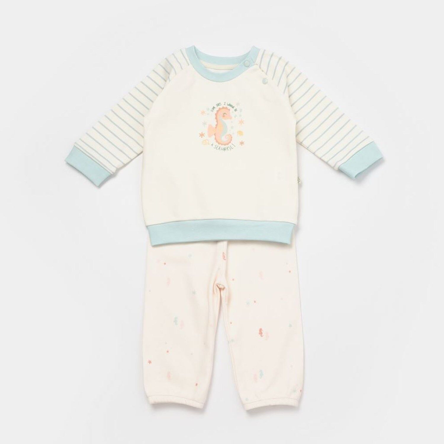 Bibaby Biorganic Save The Seahorse 2'Li Bebek Takım 59797 Bej-Mint