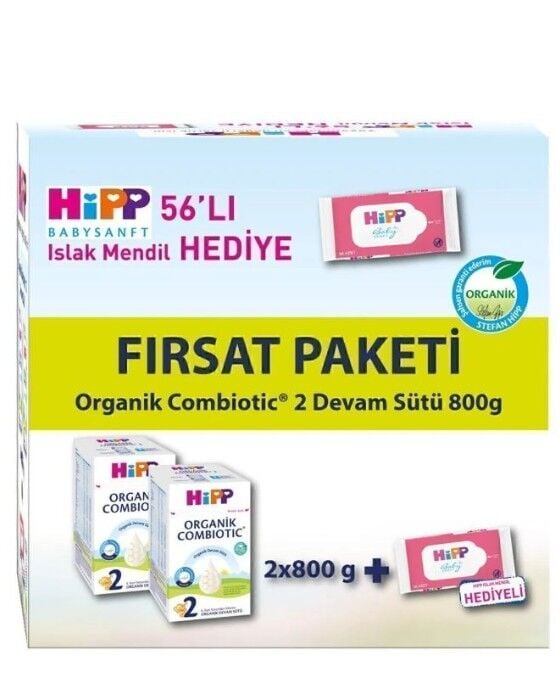 Hipp 2 Organik Combiotic Bebek Sütü 800 Gr X2 Islak Mendil Hediyeli