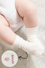 Bistyle Puanlı Kaymaz Penye Soket Çorap 3'Lü BS10108 Pudra