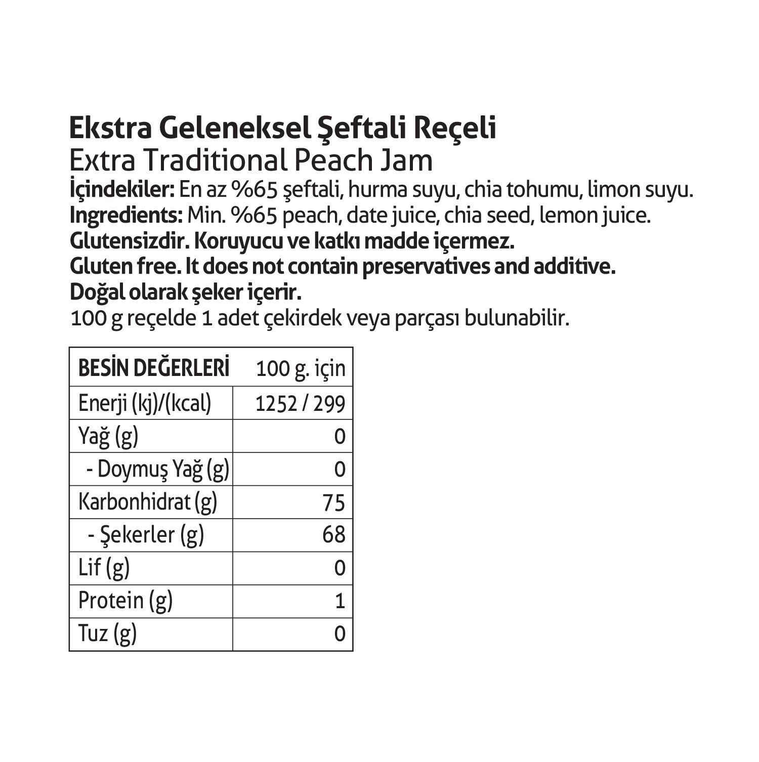 Pol’s Gurme Chia Tohumlu Şekersiz Şeftali Reçeli 285 Gr