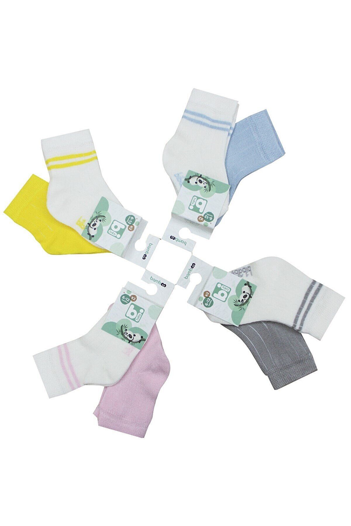 Bibaby Derby Bamboo 2'Li Çorap 68386 Ekru Pembe